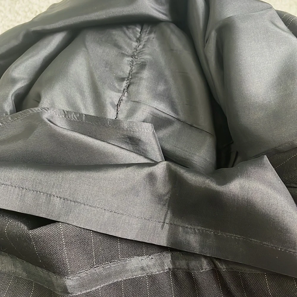 Ann Taylor Loft Wool Black Pinstripe A-line Midi Skirt